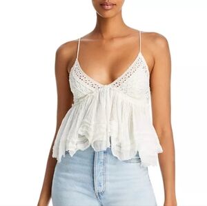 Intimately Free People White Ruffled Carrie Top Small